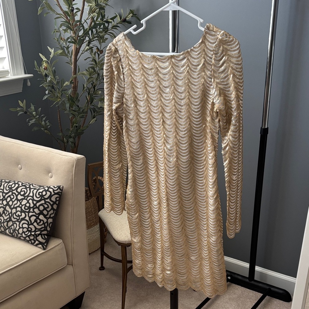 Charlotte Russe Gold Long Sleeve Dress